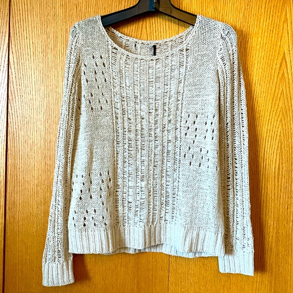 TJ Maxx | Tops | Tj Maxx M Thin Open Weave Natural Ivory Metallic